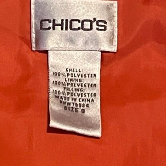 Chico's Orange Quilted Full Zip Pockets Vest Size Small - Picture 8 of 10